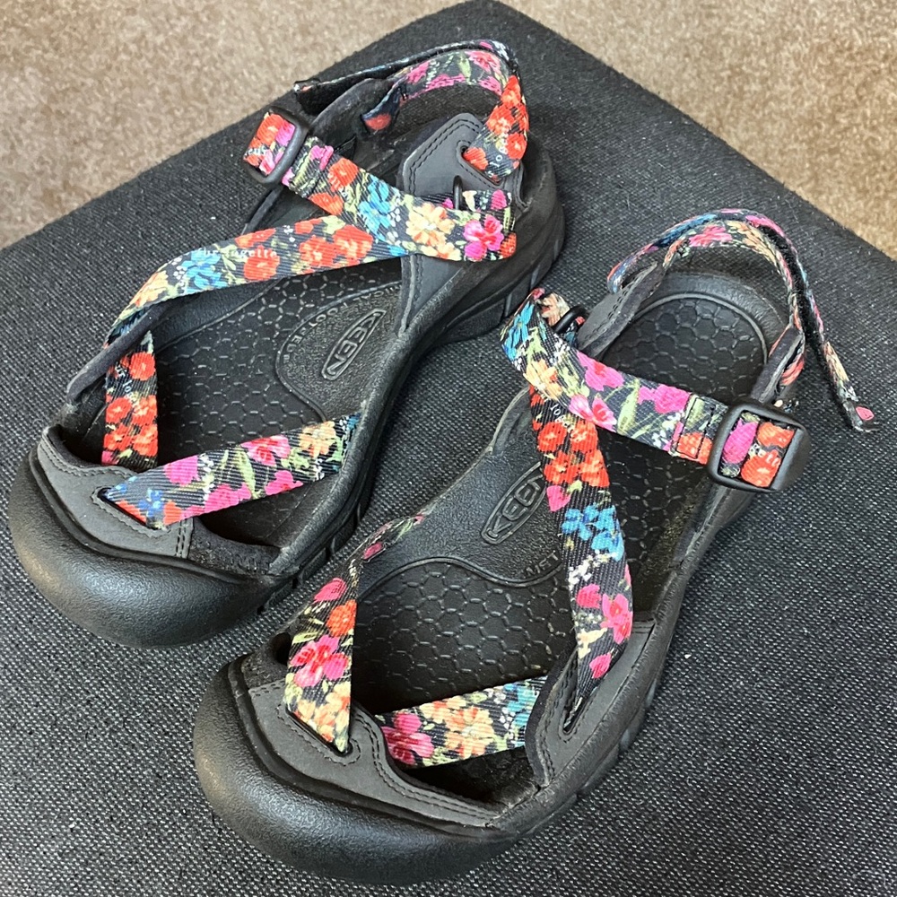 Keen Women's Black Sandals with Floral Straps